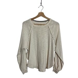 Anthropologie Pilcro Diana Women's Cream Pullover Ruffle Top